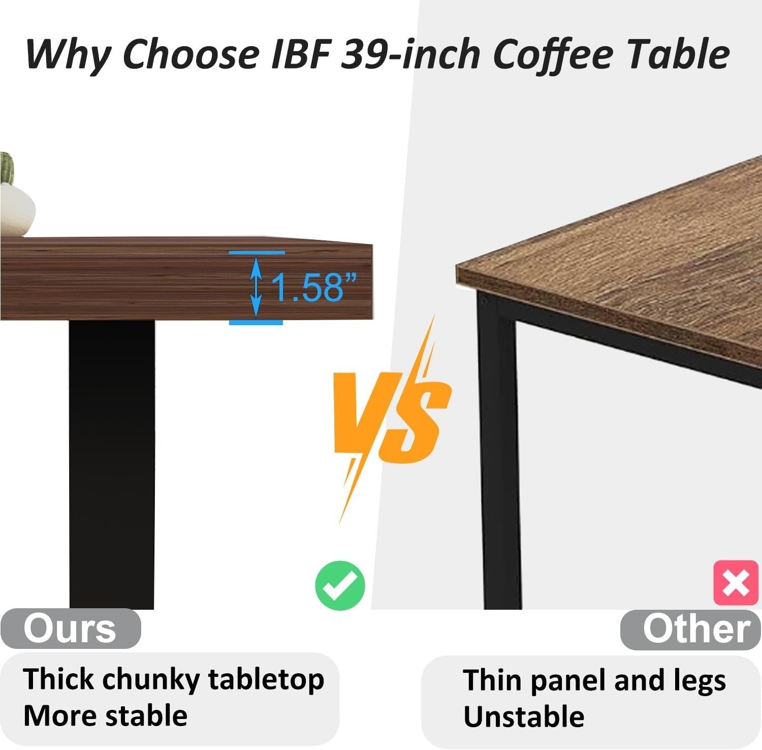 Walnut Oak Coffee Table 100x55cm Sturdy Modern Rustic Wood Metal Design