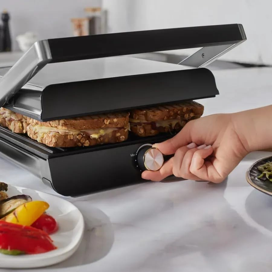 Grill & Sandwich Toaster 34.6x32.4x10cm Non-Stick Panini Press 2000W