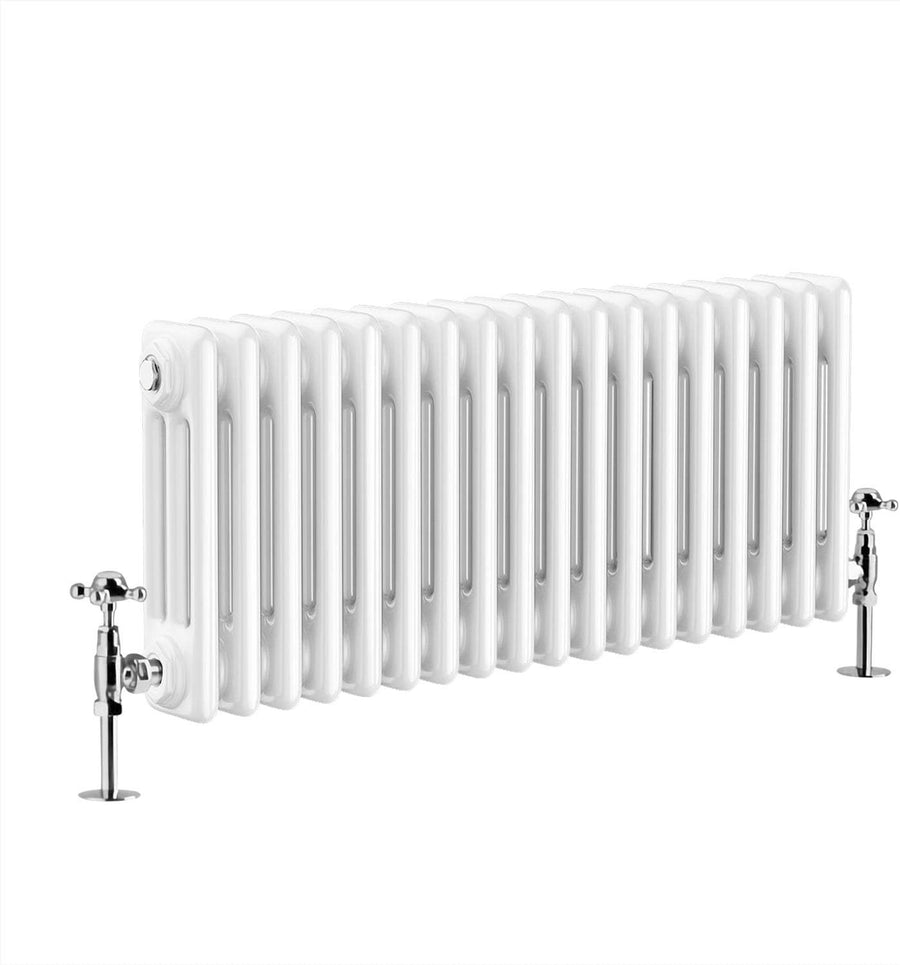 Triple Column Horizontal Radiator 300x830mm White Cast Iron Style