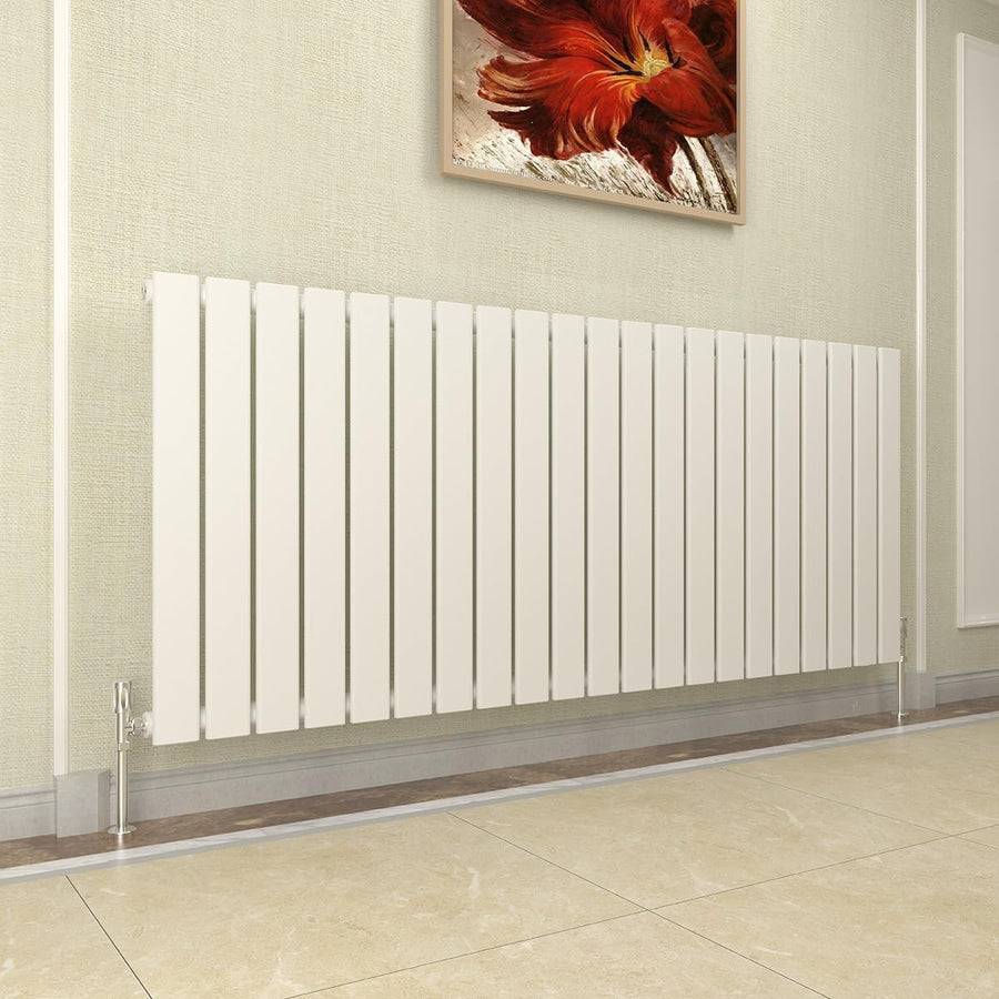 Horizontal Flat Panel Radiator 600x1428mm White Modern Heating