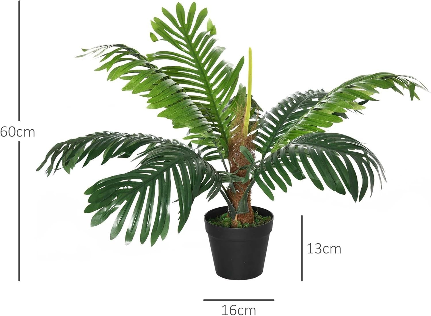 Set of 2 Artificial Palm Trees 60cm Faux Green Plants Potted Home Garden Decor