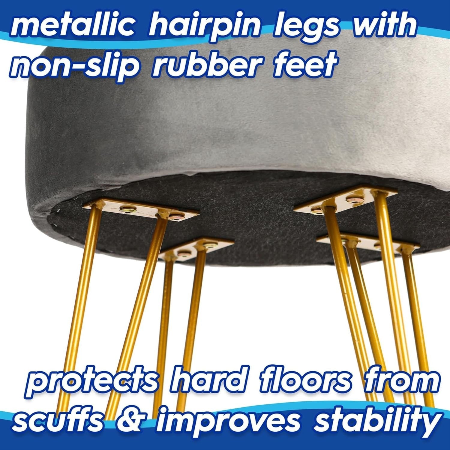Pink Velvet Round Footstool with Black Metal Legs – Modern Dressing Table Seat