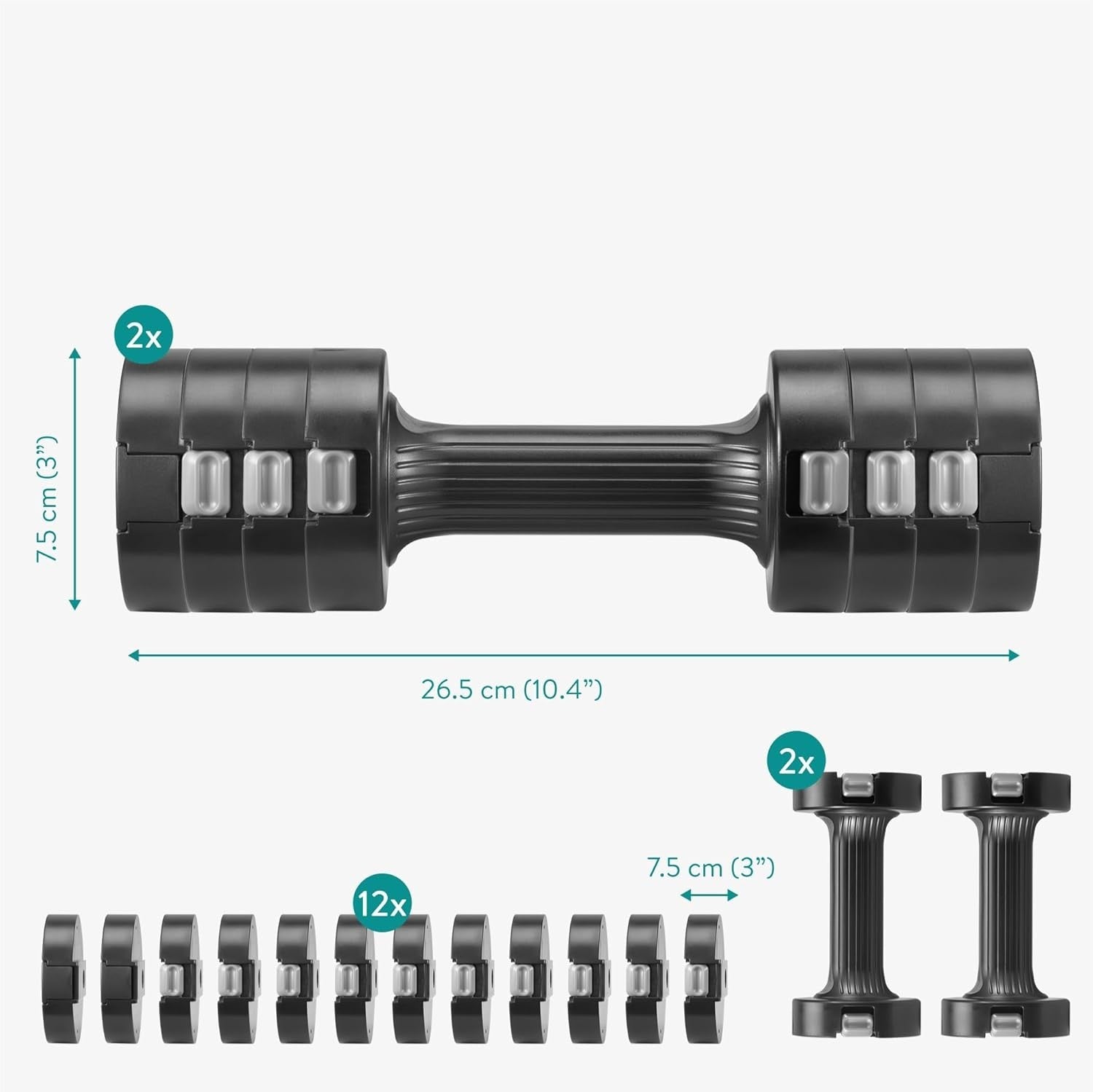 Adjustable Dumbbells Set 1–3.5kg Non Slip Compact Hand Weights Home Gym