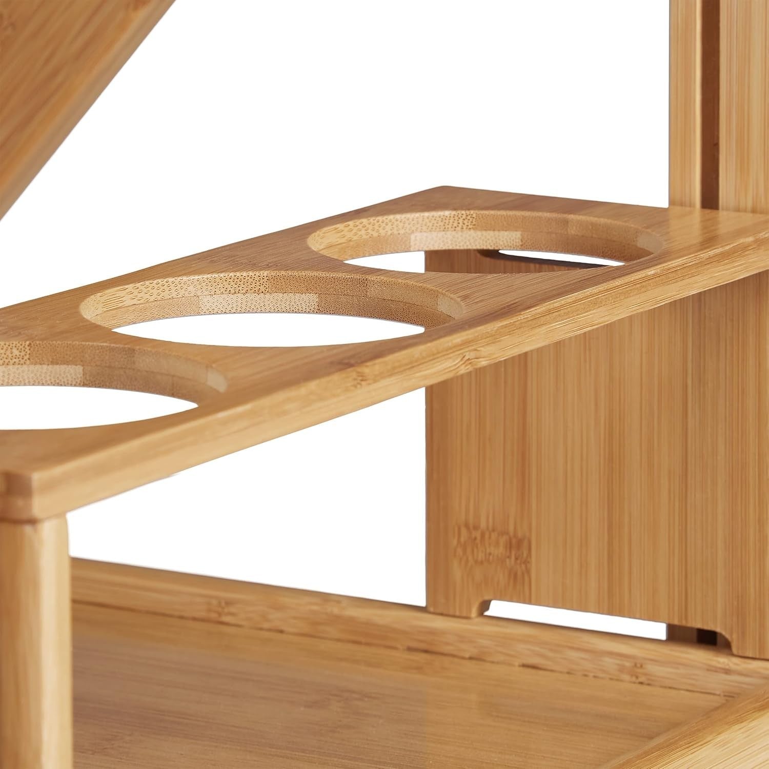 Bamboo Foldable Kitchen Trolley Serving Cart Wheels