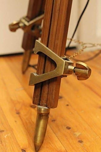 Tripod Floor Lamp with Nautical Style, Antique Brass, Adjustable 165cm