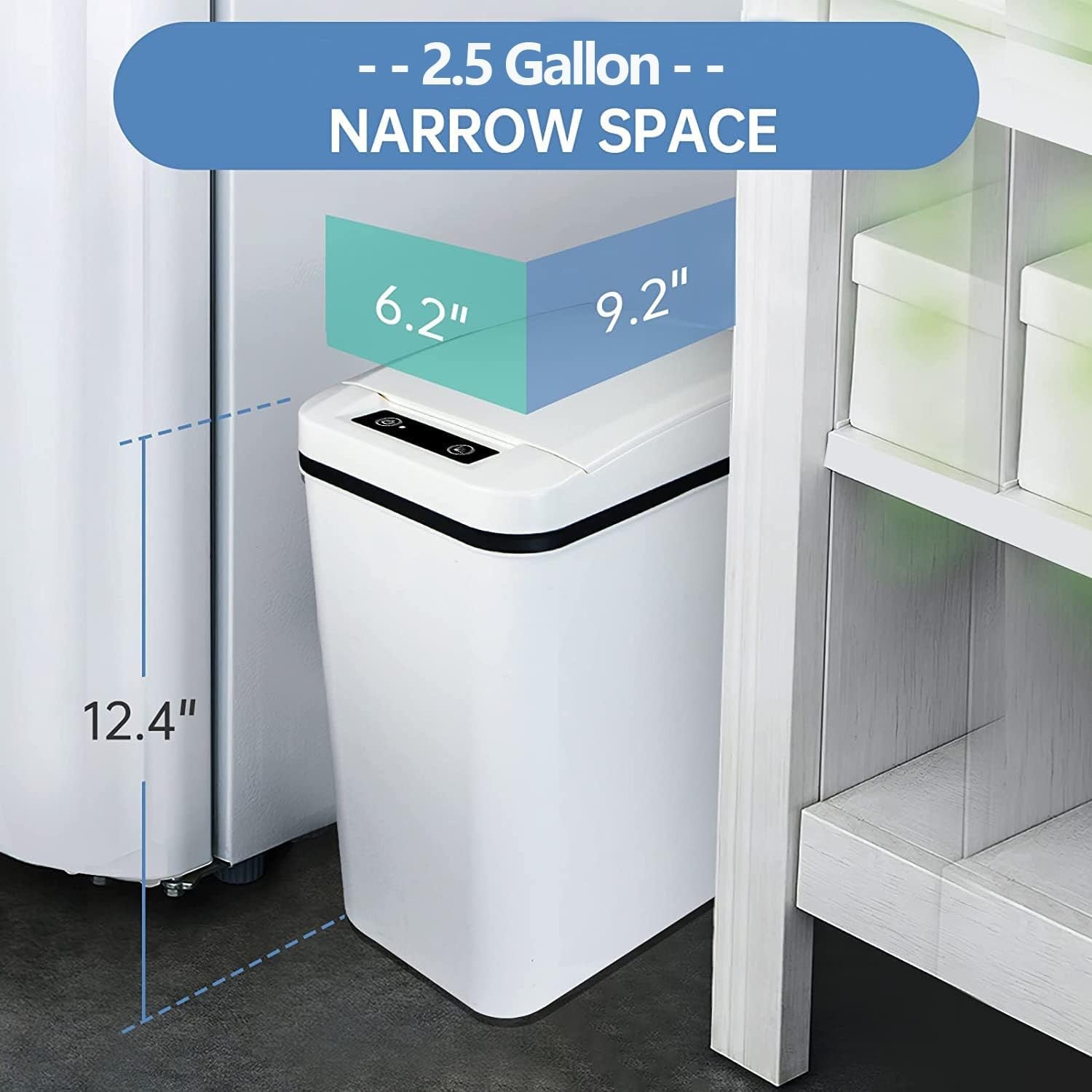 10L Touchless Bathroom Sensor Bin Slim Automatic Waste Bin White