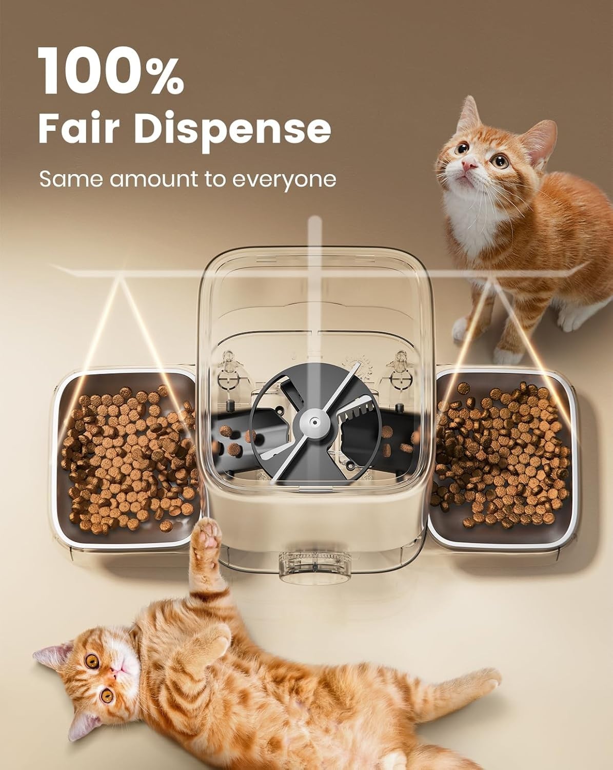 Automatic Cat Feeder for 2 Cats 5L Timed Food Dispenser Dual Bowl