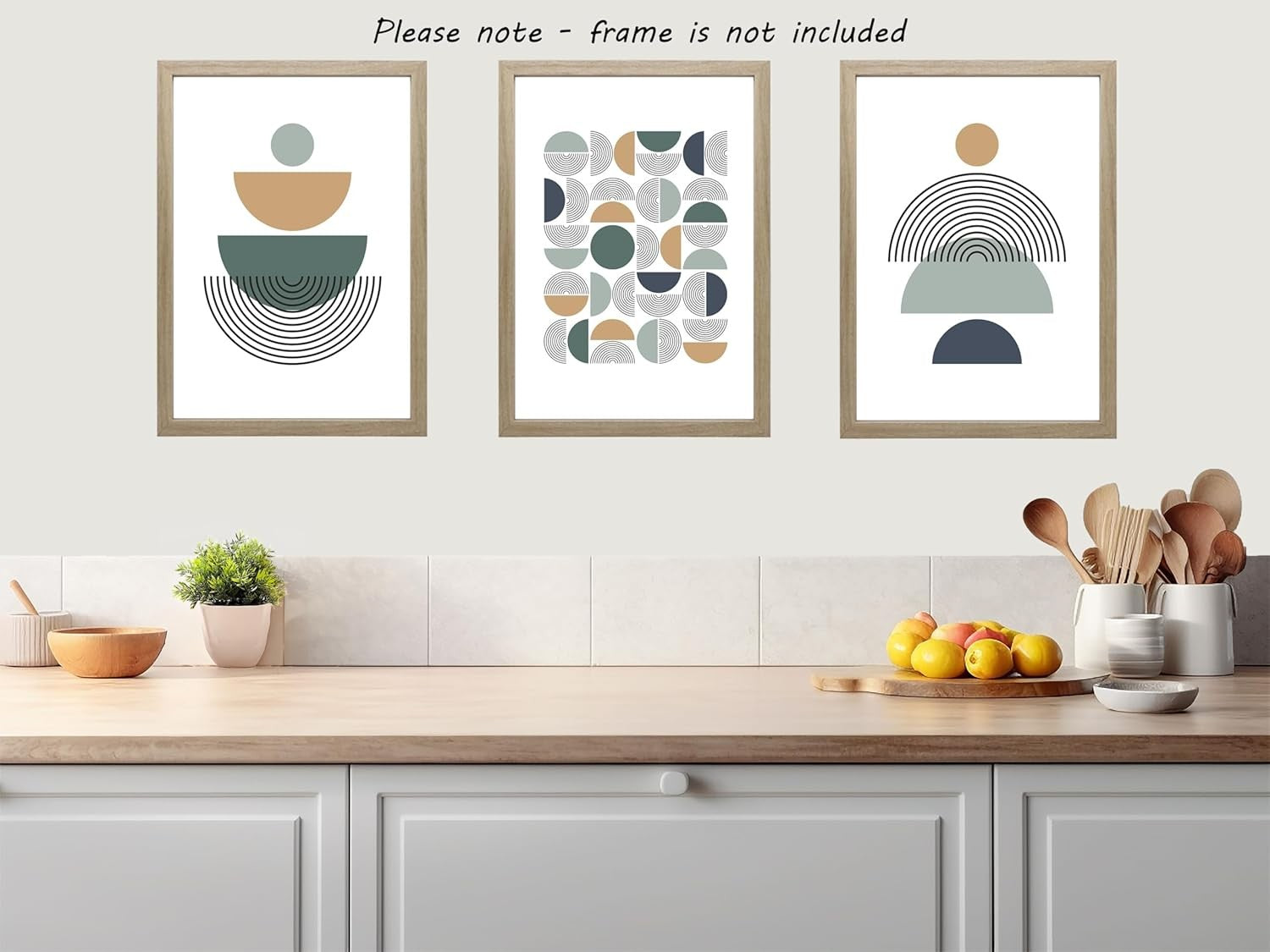 Misty Blue Geometric Wall Art Set of 3 A4 Prints