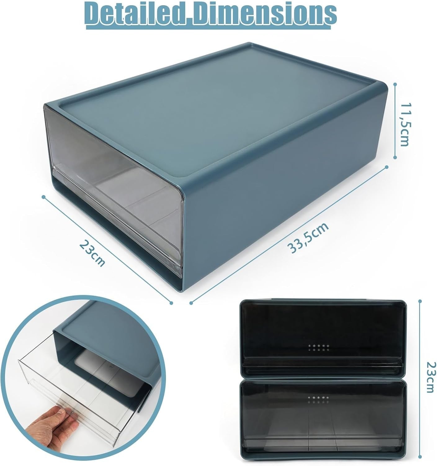 A4 Desk Drawer Organiser 2-Pack – Stackable Office Storage Box Blue