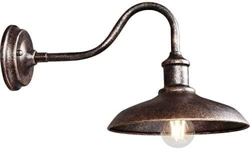 Outdoor Swan Neck Wall Light – Brass Waterproof Lantern, E27 Bulb