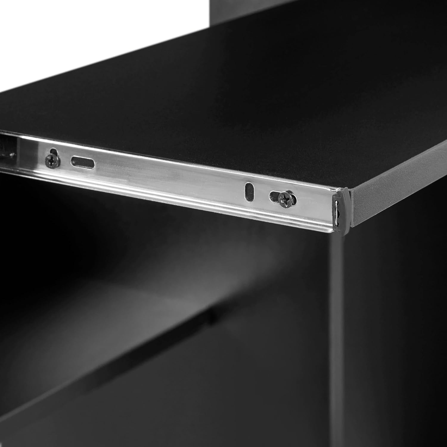 Compact Computer Desk on Wheels with Keyboard Tray Storage Shelves Small Office