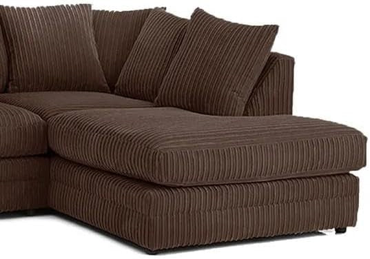 RH 4 Seater Corner Sofa – Jumbo Cord L Shape Couch – Chocolate Brown