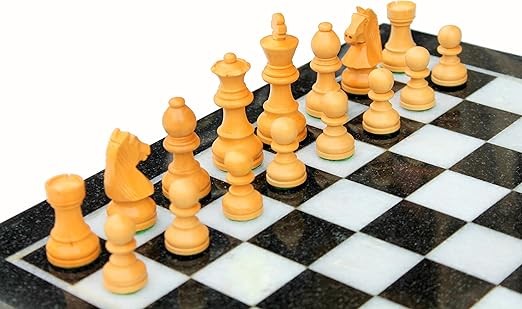 Luxury 20" Green Marble Chess Set – Large Inlaid Board + Brass & Wood Pieces