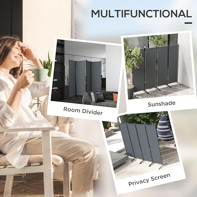 4 Panel Outdoor Folding Privacy Screen – Freestanding Garden Divider for Patio