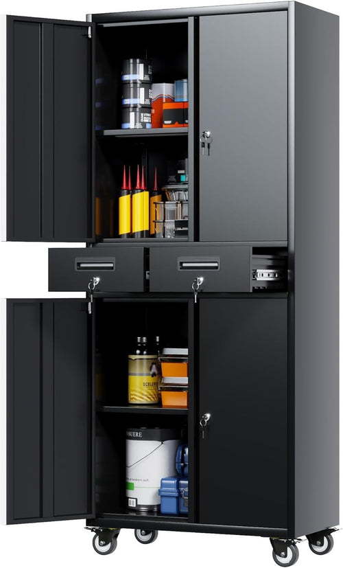 Heavy Duty Metal Garage Storage Cabinet with Locking Doors & Drawers