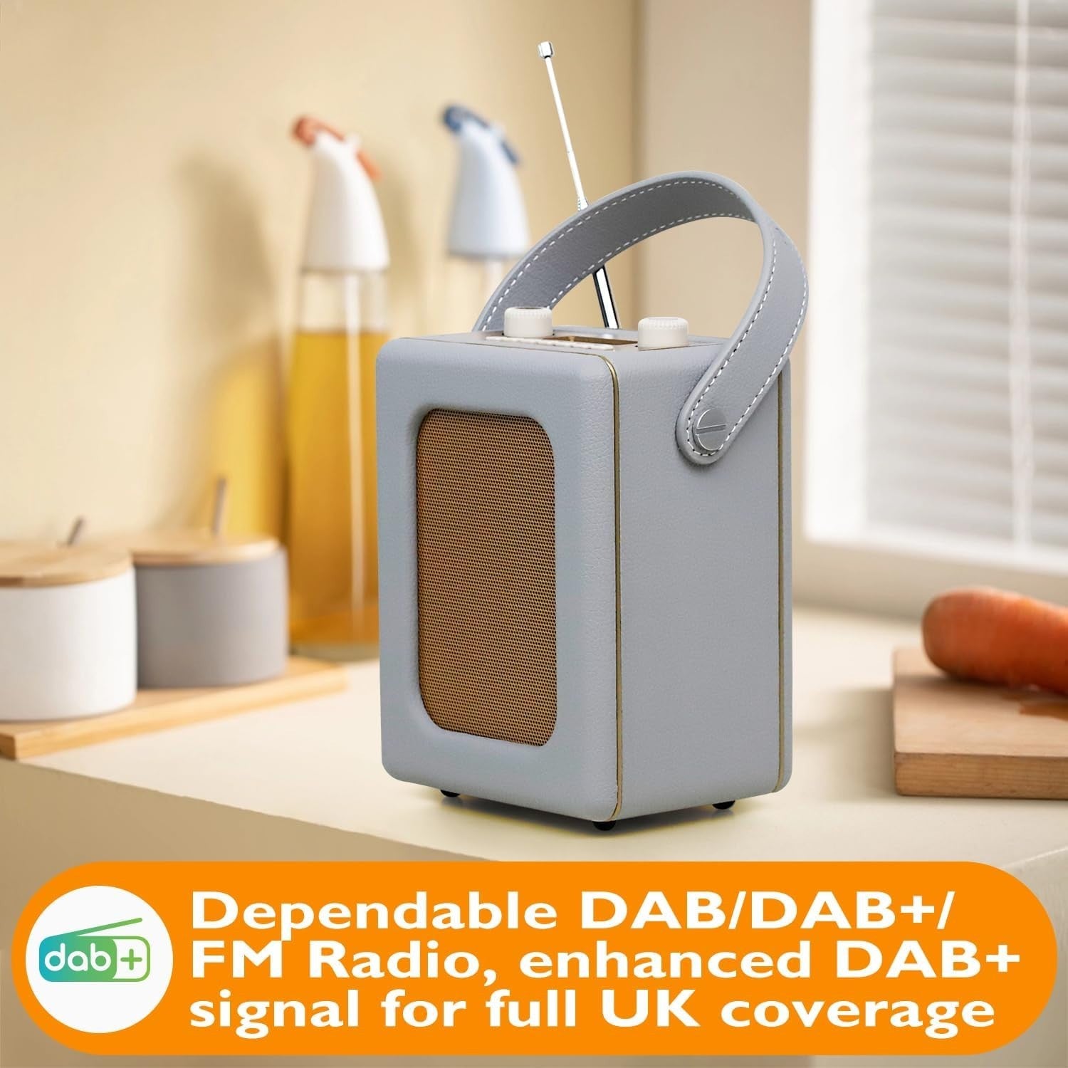 Portable DAB+ Digital Radio Bluetooth CR9 Grey 20hr Play Dual Alarm