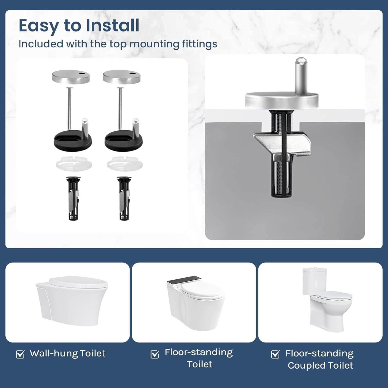 O-Shape Soft Close Toilet Seat Quick Release Top/Bottom Mount 175kg Load