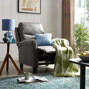 Recliner Armchair Grey Faux Leather High Back Push Back Lounge Chair