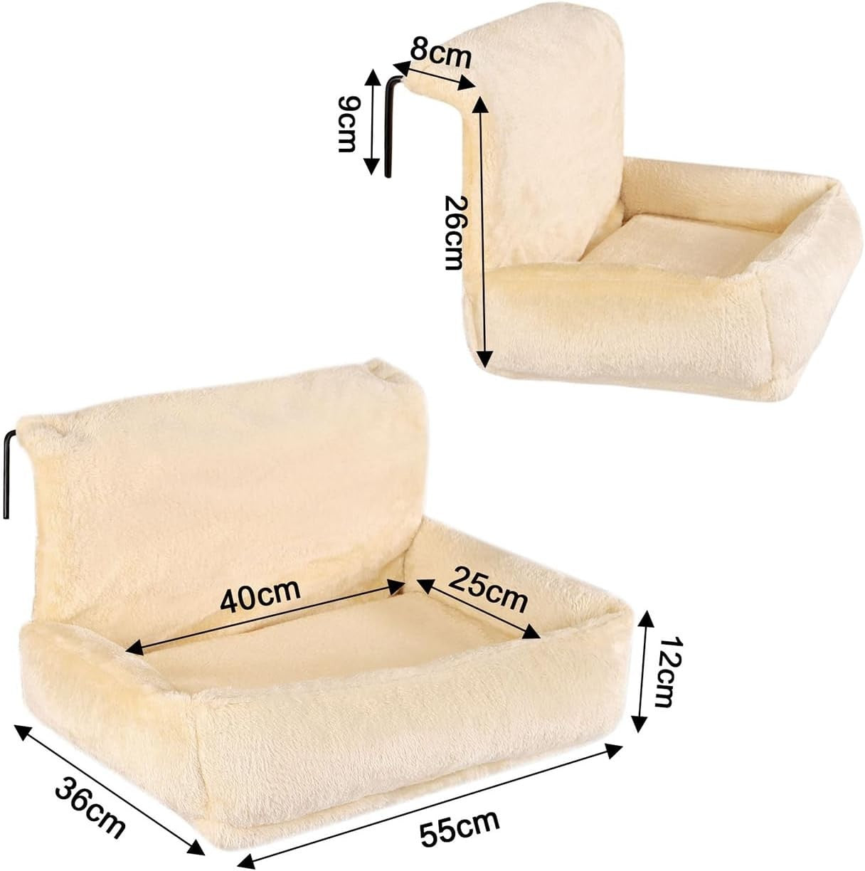 Cat Radiator Bed Plush Heating Lounger Hammock Washable Cover Beige