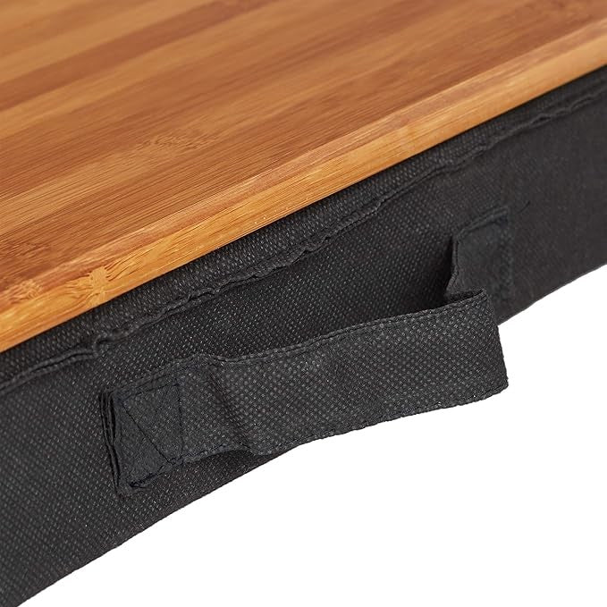 Bamboo Laptop Table with Cushion Portable Lap Desk Bed Sofa Handle