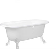 White Freestanding Roll Top Bath 1730x780mm White Claw Feet