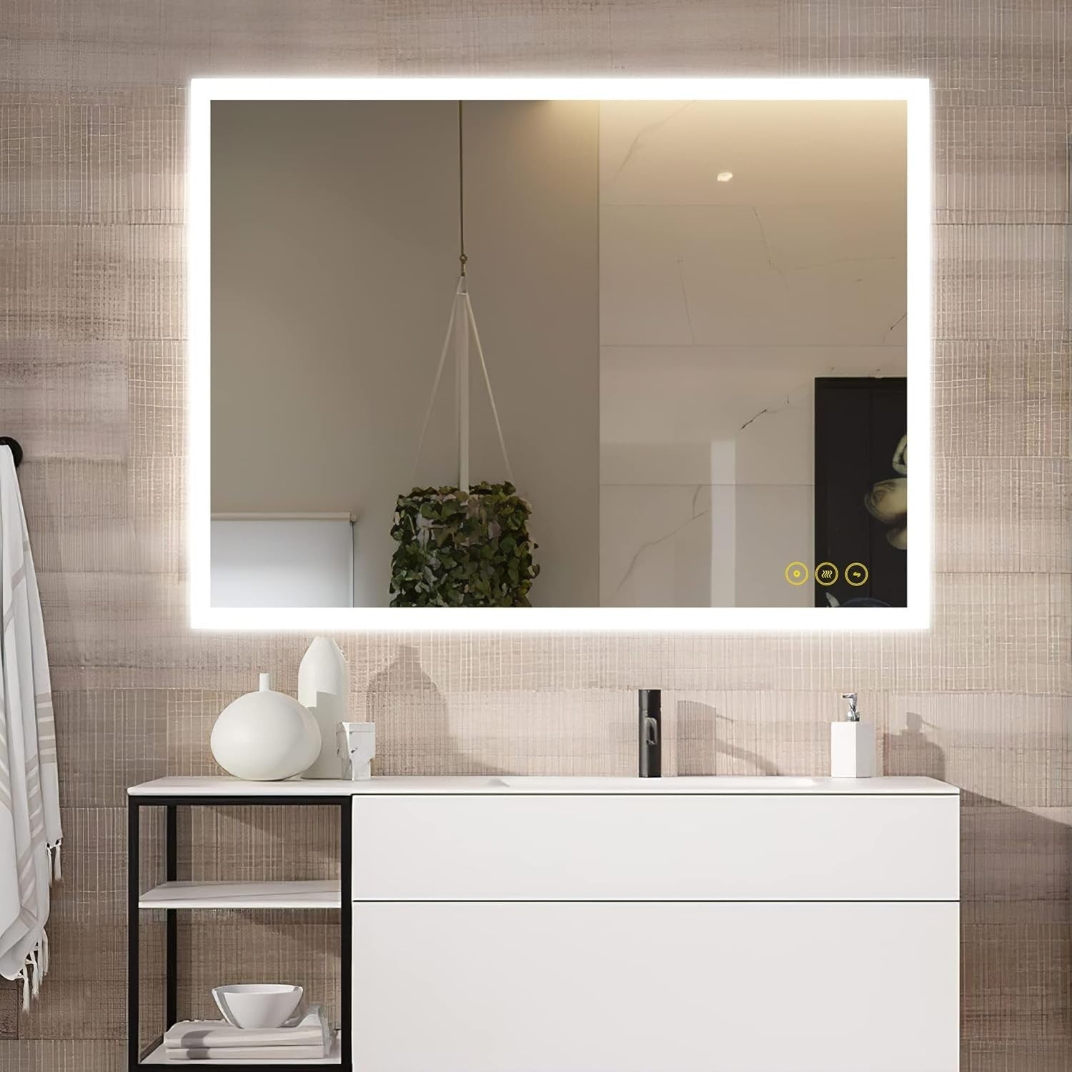 LED Bathroom Mirror 60x80cm Anti-Fog Backlit Wall Mount Dimmable Light