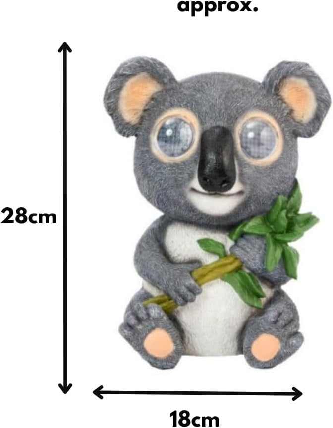 Large Solar Koala Garden Ornament • LED Blinking Eyes • Outdoor Patio Decor