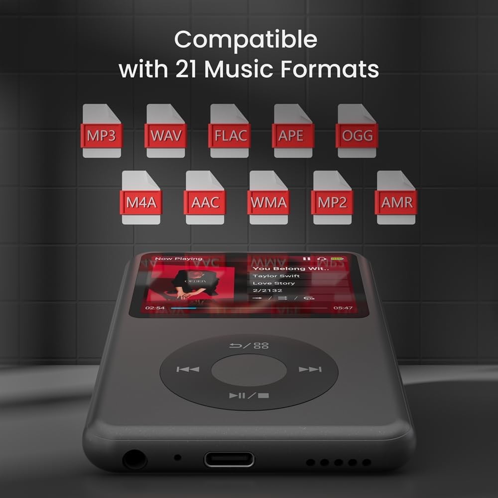 Kids MP3 Player Bluetooth Portable Video Audiobook Black