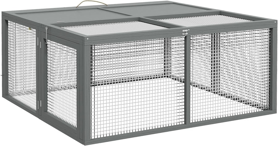 Folding Rabbit Hutch Portable Wooden Outdoor Run Openable Top Large