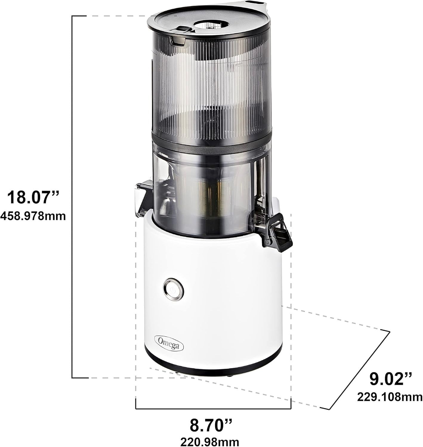 White Cold Press Juicer 2L Extra Large Hopper Auto Reverse Batch Juicing