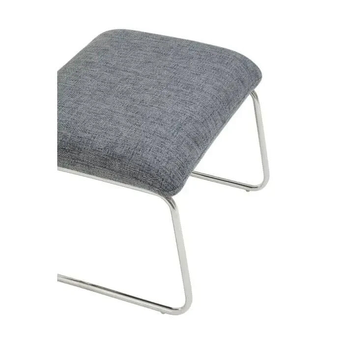 Grey Fabric Lounge Chair with Footstool Modern Metal Frame Armchair