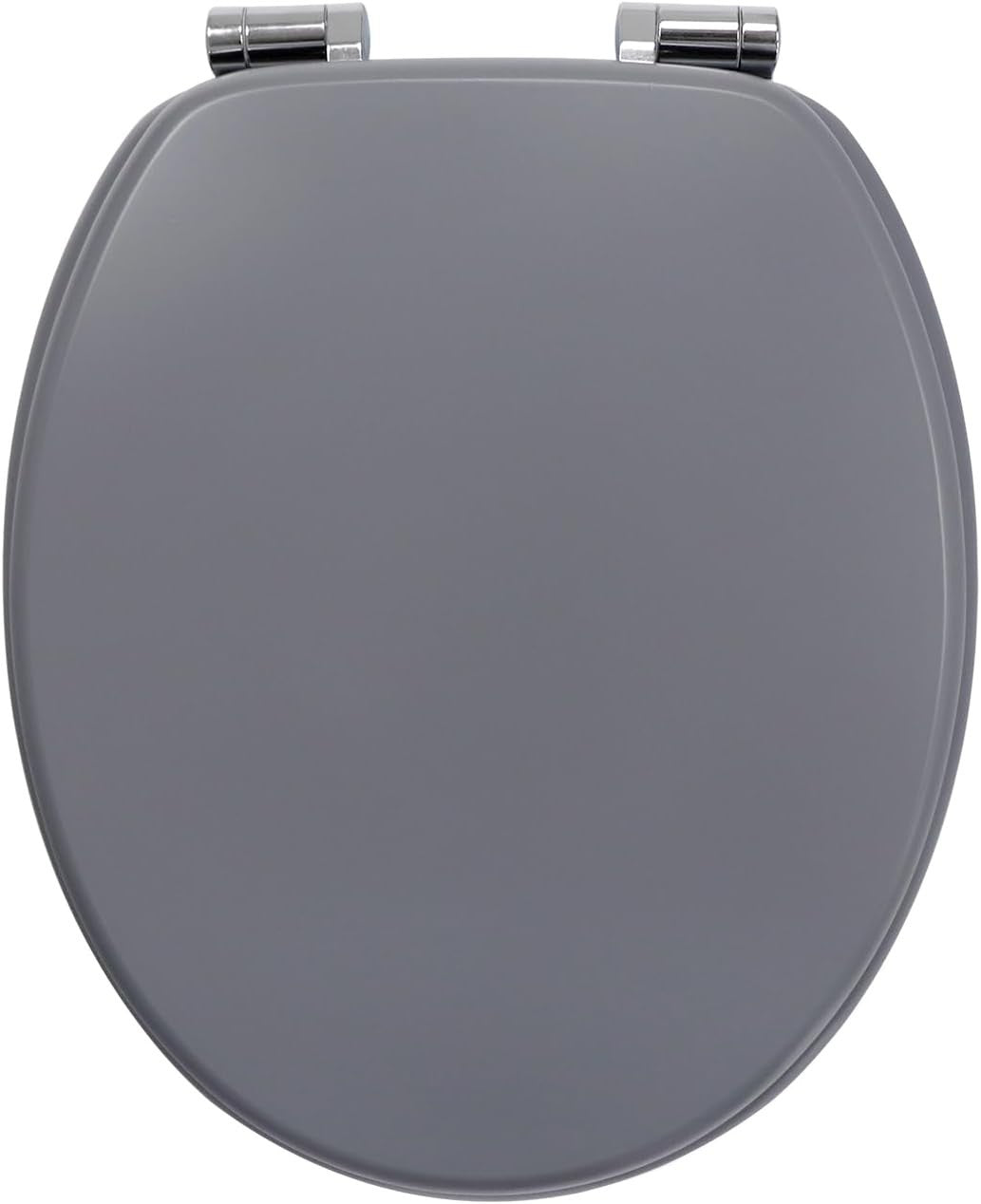 Grey Wooden Toilet Seat MDF Soft Close Adjustable Hinges 43.5x37.5cm