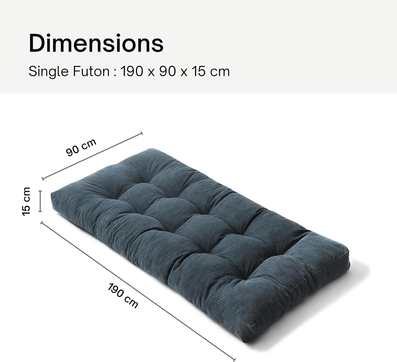 Futon Mattress 90x190cm Foam Filled Foldable Sofa Bed Floor Cushion