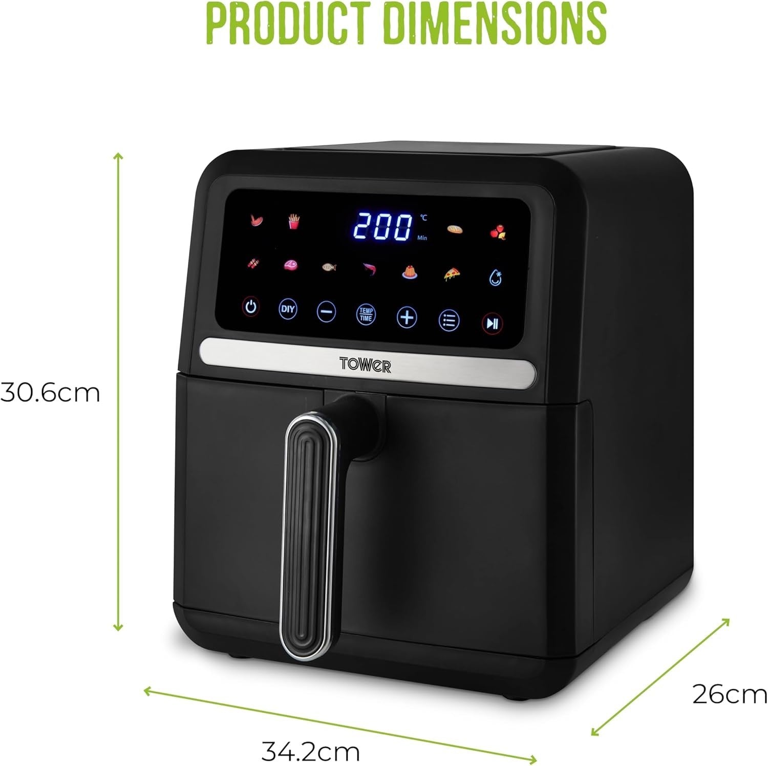 5L Digital Air Fryer Oven | 11 Presets Compact Space-Saving Design 1500W Black