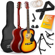 Full Size 4/4 Acoustic Guitar Starter Pack with Stand Sunburst