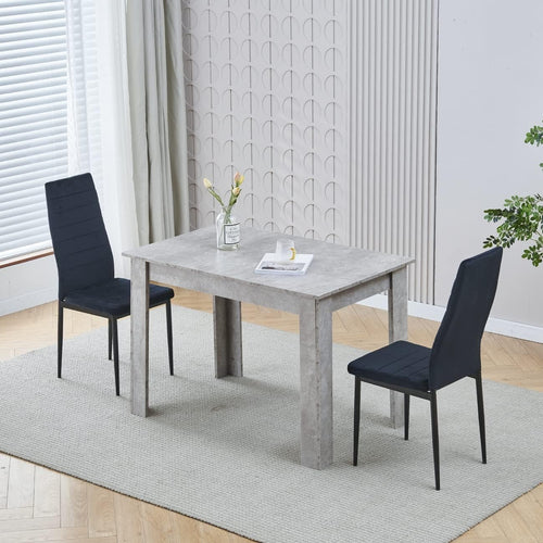 Grey 2-Seater Dining Set Velvet Chairs Compact Wood Table Kitchen
