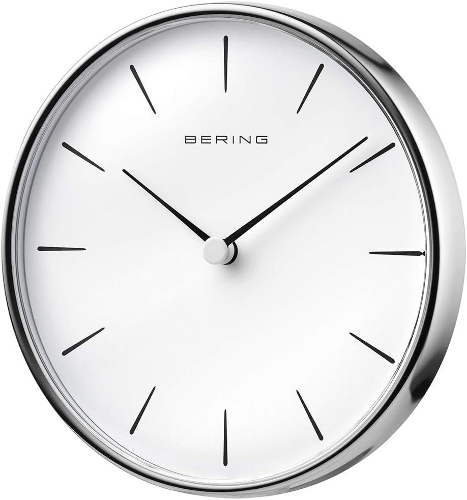 Silent Wall Clock Modern Nordic Silver 162mm Minimalist Battery Operated