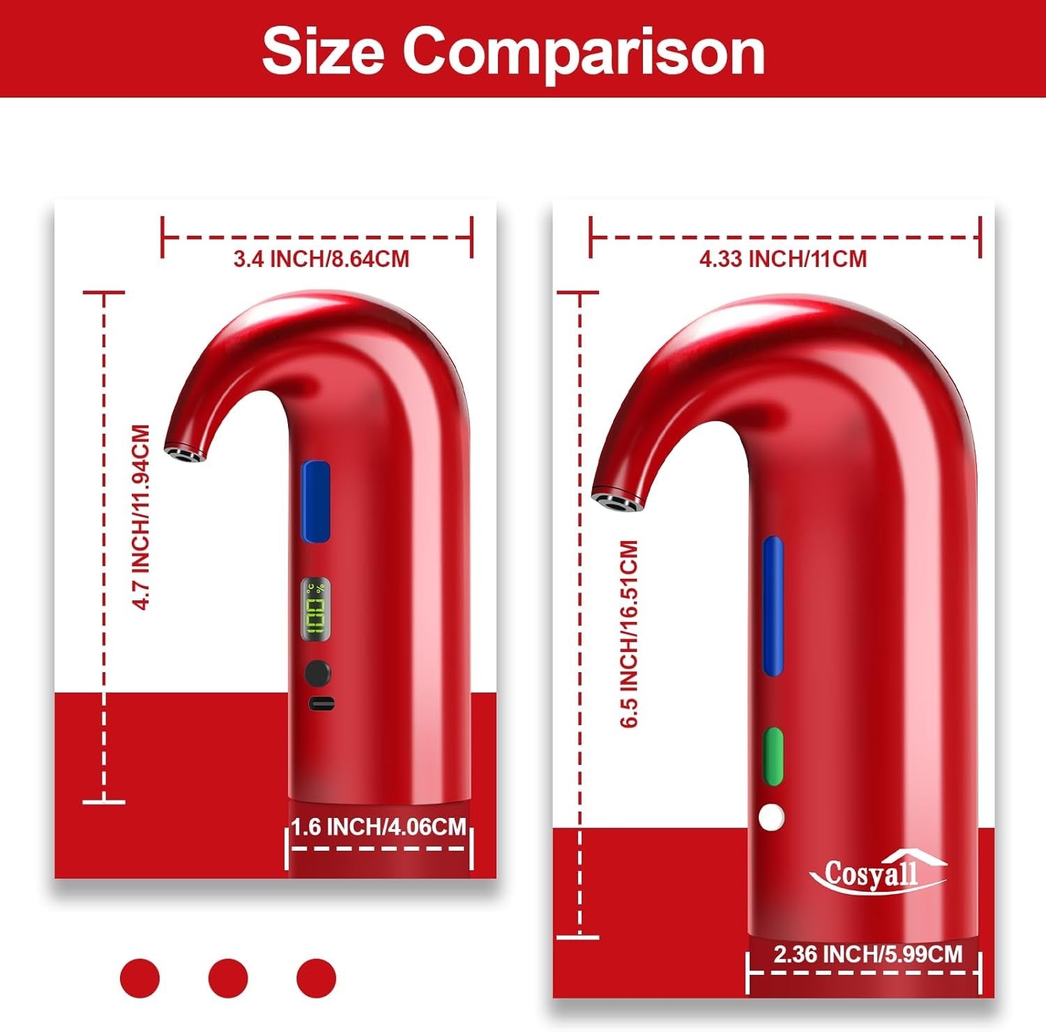 Electric Wine Aerator Dispenser Red Auto Pourer USB-C Rechargeable 750ml