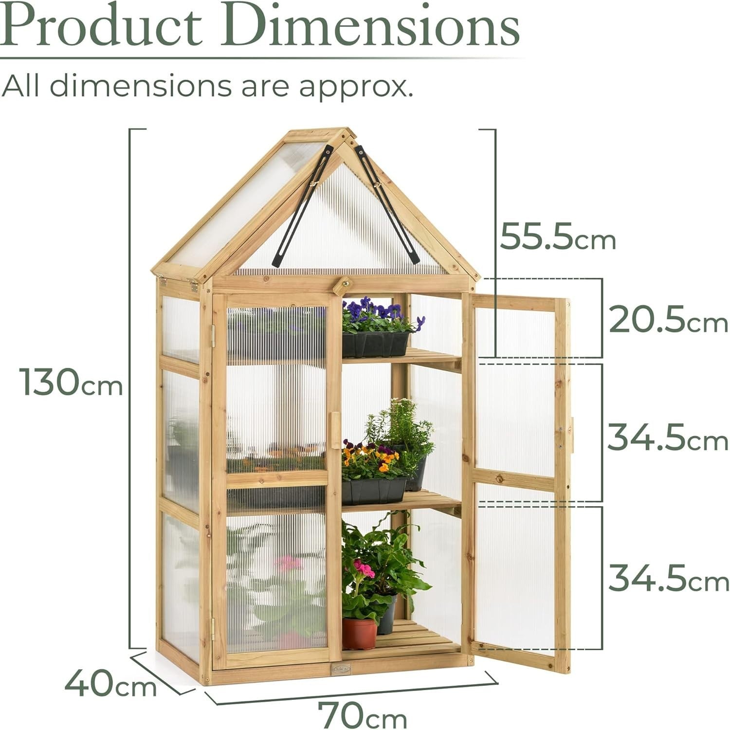 Wooden Lean-To Greenhouse Cold Frame | Natural Wood Polycarbonate Growhouse