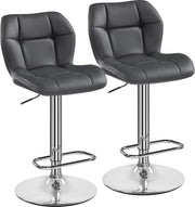 Adjustable PU Leather Bar Stools Set of 2 – Swivel Counter Chairs