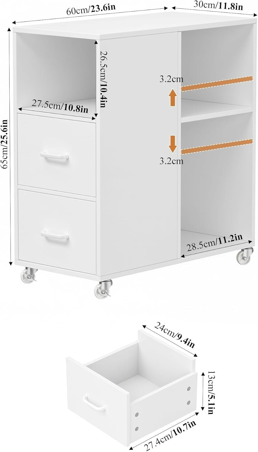 Under Desk File Cabinet With Open Shelves Rolling Office Storage Unit