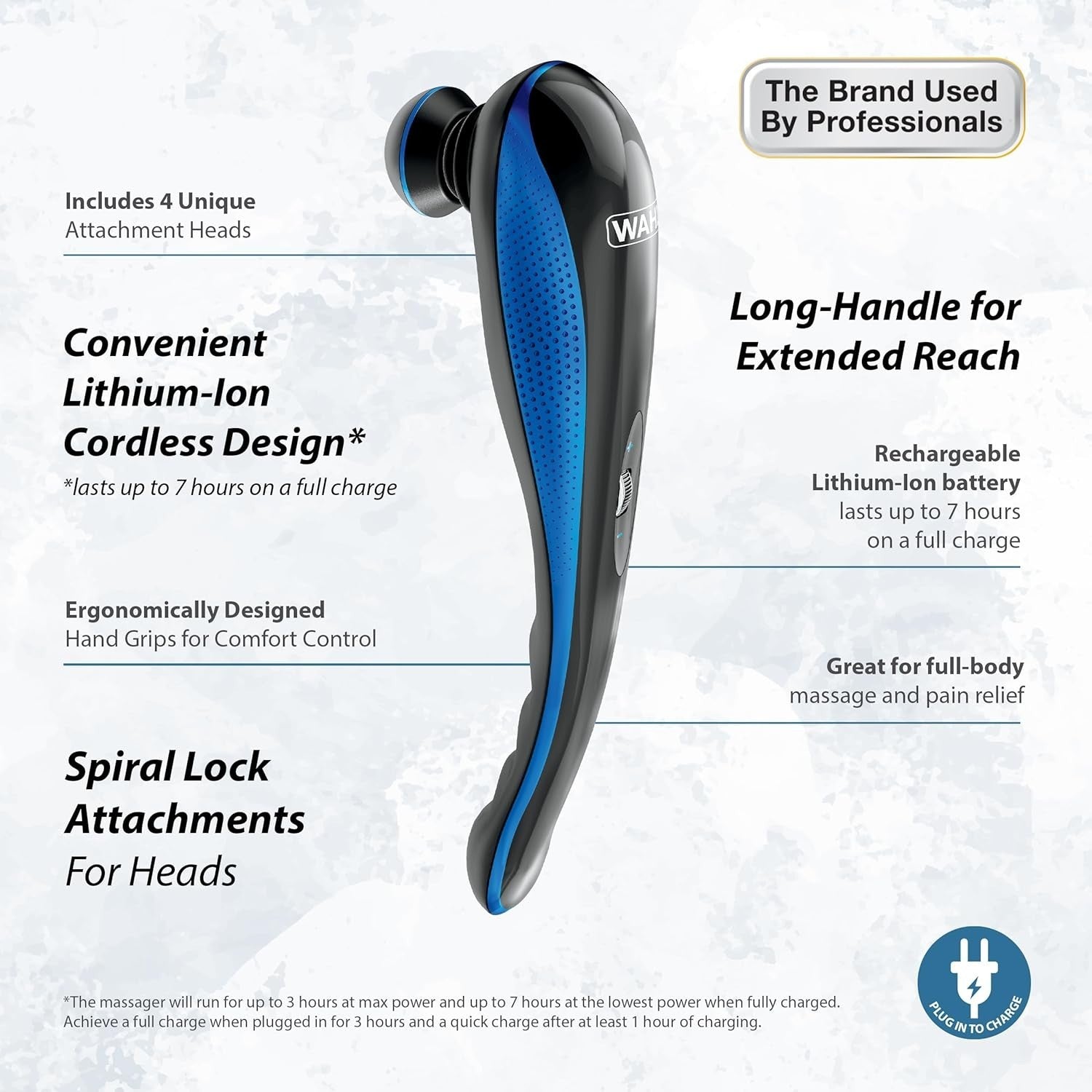 Deep Tissue Back Massager with Long Handle Cordless Muscle Pain Relief Tool