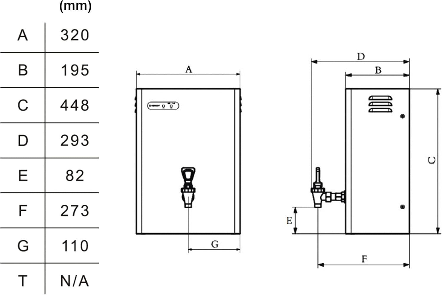 Wall Mounted Instant Boiling Water Dispenser 7.5L Stainless Steel Office