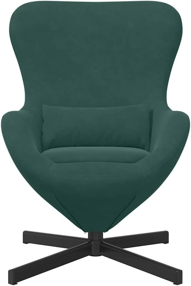 Luxury Velvet Egg Chair Dark Green Swivel Armchair Modern Lounge Seating