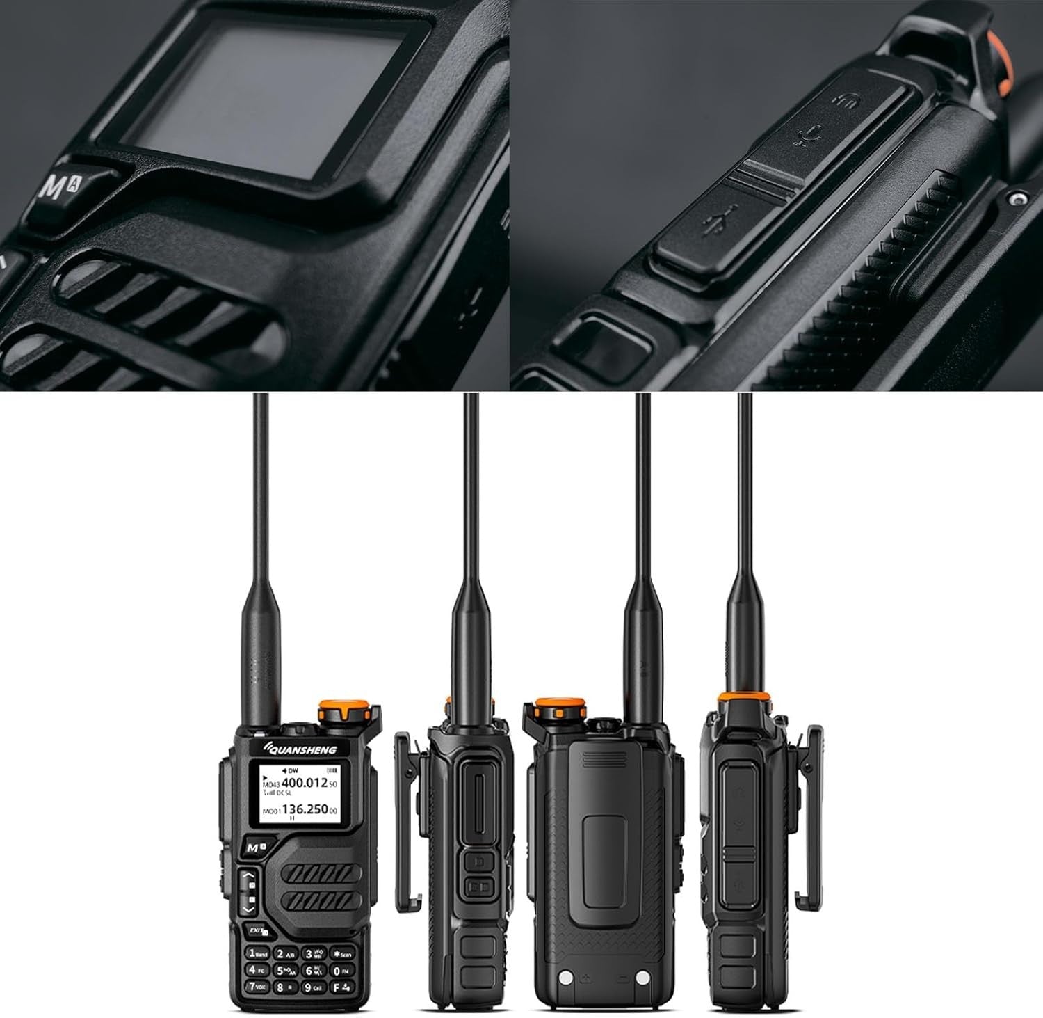 Dual Band Walkie Talkies 5W Long Range NOAA VOX LCD w Earpiece Cable