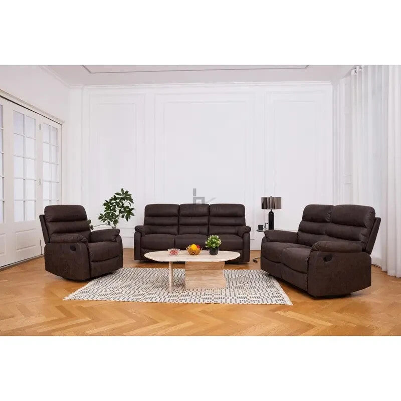 2 Seater Recliner Sofa Manual Air Leather Padded Brown Lounge Chair