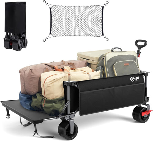 600L XXL Folding Camping Wagon Heavy Duty Festival Trolley with Brakes 180kg