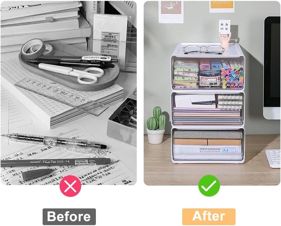 A4 Desk Drawer Organiser 2-Pack – Stackable Office Storage Box