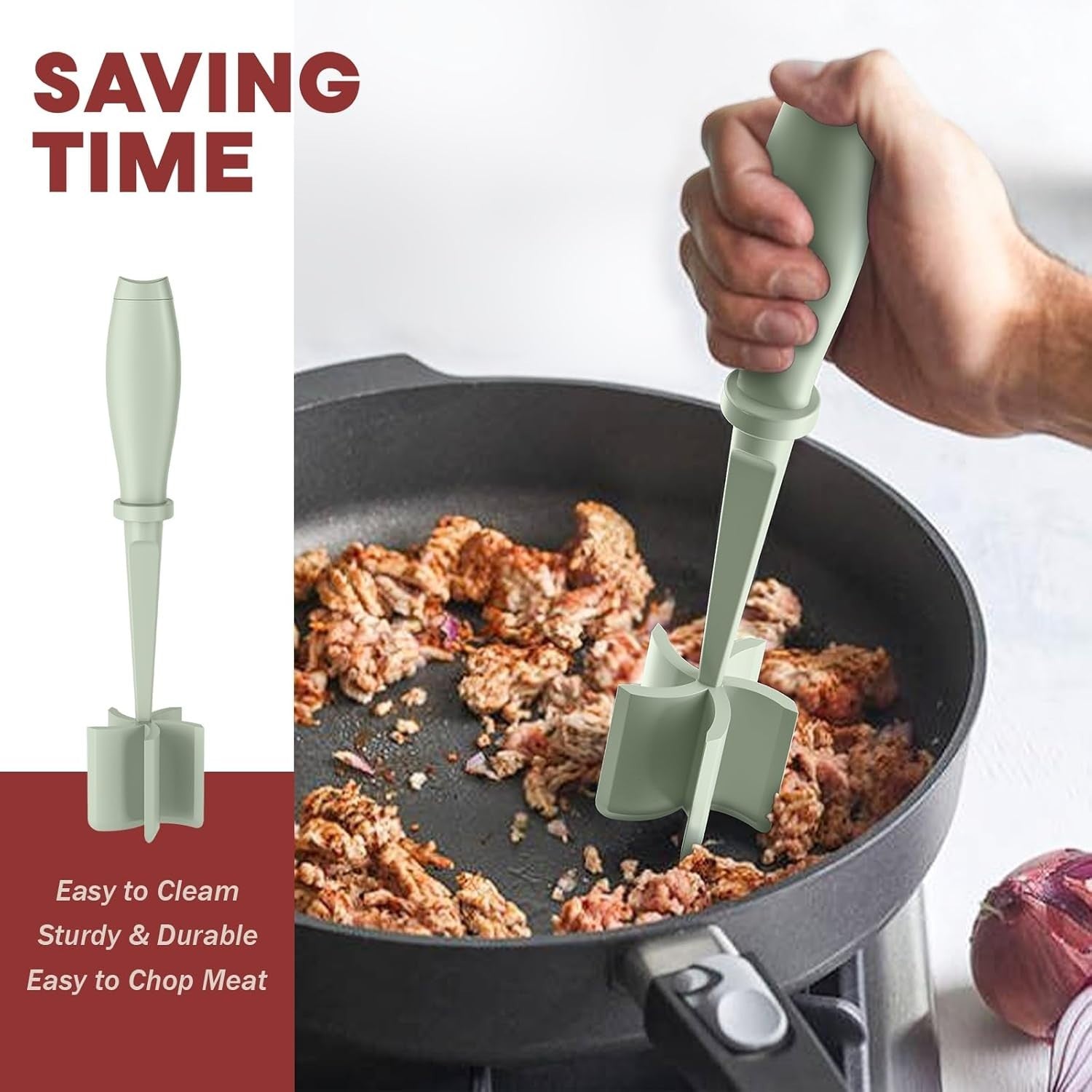 Hamburger Meat Chopper Ground Beef Masher Heat Resistant Green
