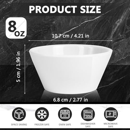 18pcs Small Porcelain Dessert Bowls 240ml Stackable Sauce Soup Cups